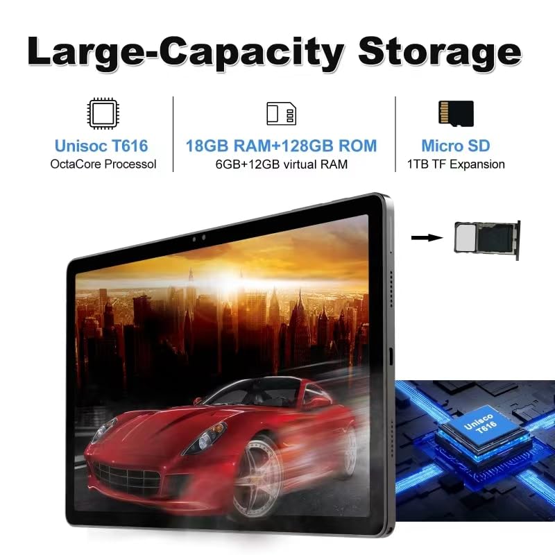 2025 Latest 11 inch Tablet Android 14 2000 * 1200 2K Display 2 in 1 Tablets, T616, 18GB RAM+128GB ROM+1TB Expand, 5+5+13MP Camera, 9000mAh