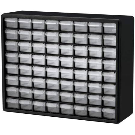 Akro-Mils 64 Drawer 10164, Plastic Parts Storage Hardware and Craft Cabinet, (20-Inch W x 6-Inch D x 16-inch H), Black (1-Pack)