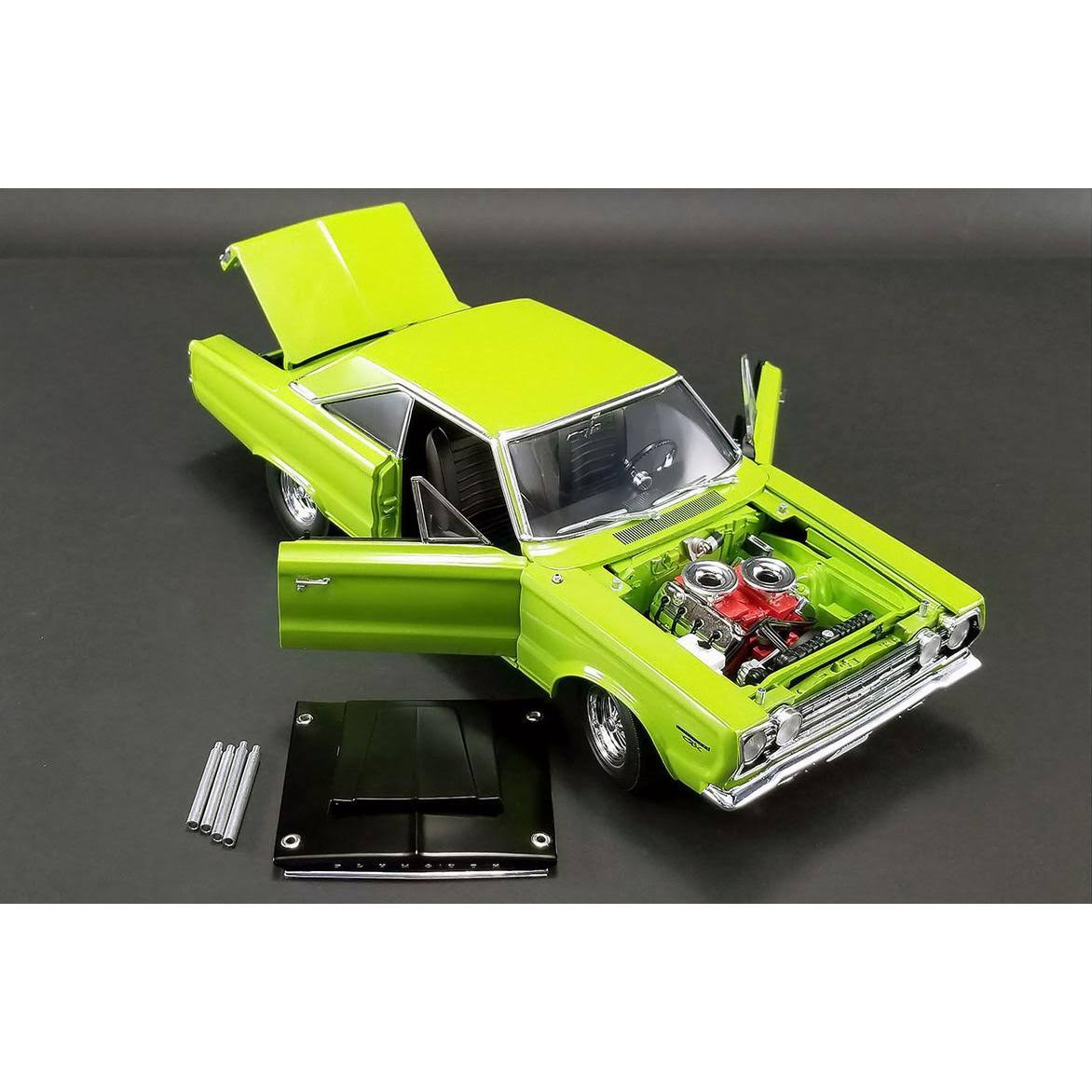 1967 Plymouth Belvedere GTX Limelight Green w/ Black Hood Limited Edition to 552 Pieces 1/18 Diecast Model Car by Acme