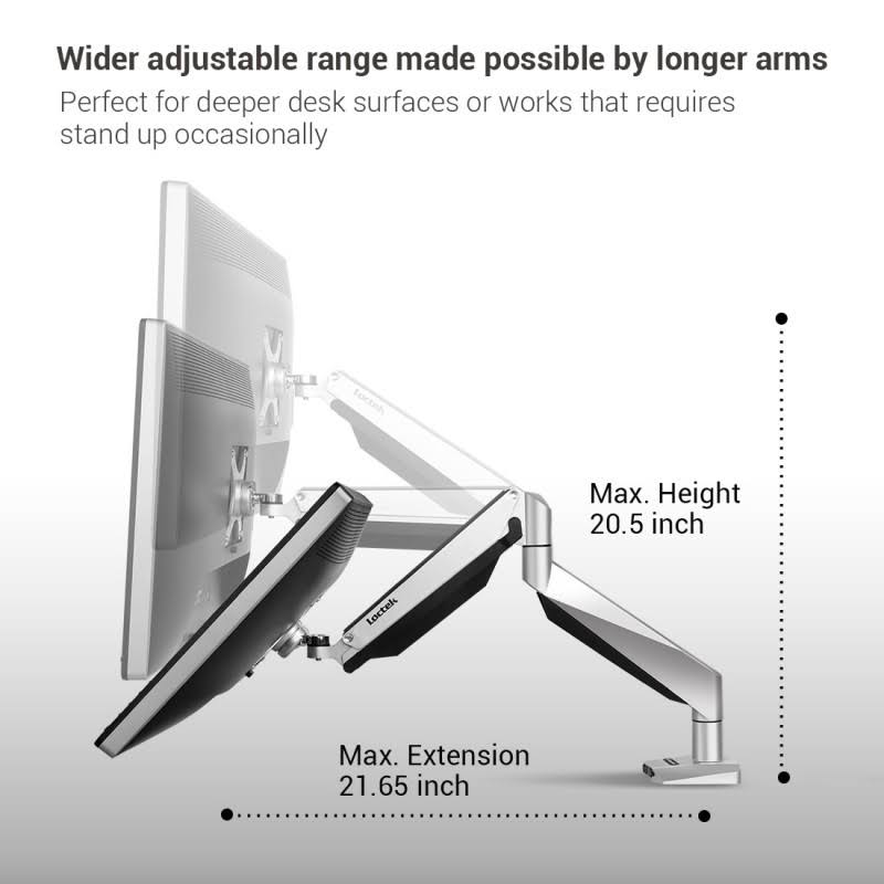 Loctek D7L Heavy Duty GAS Spring Swing Single Monitor Mount Arm