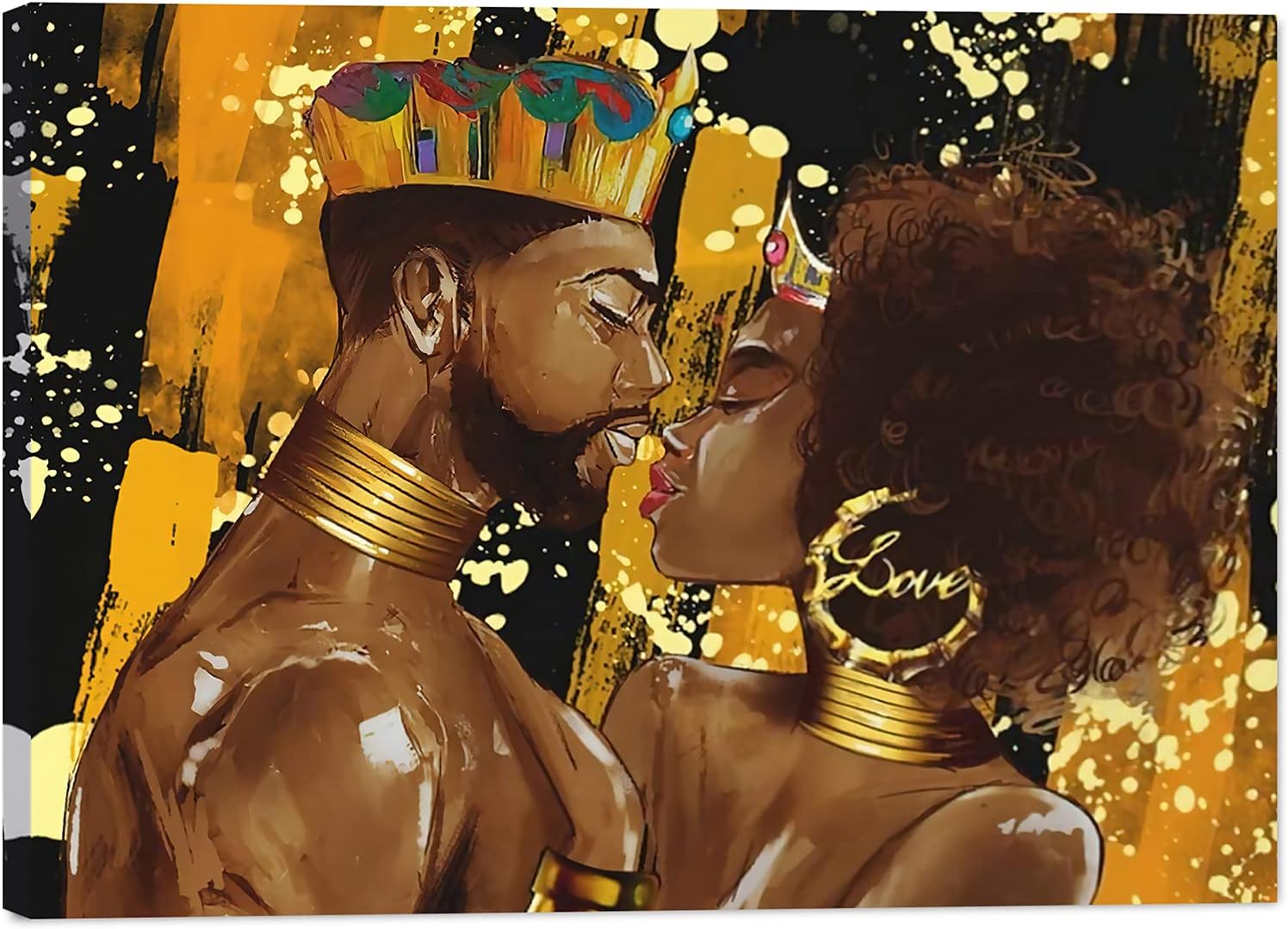 African American Wall Art, Black King and Queen Wall Art, Black Art Wall Art Decor, Black Couple Picture for Living Room Decor