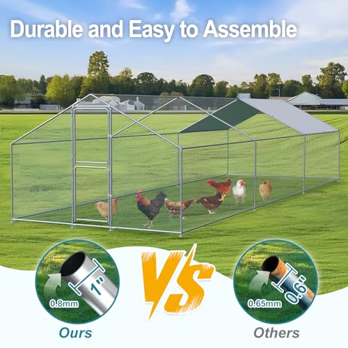 Large Chicken Coop, Chicken Coops for 30 Chickens, Chicken Runs for Yard with Water Poof & UV Resistance Cover