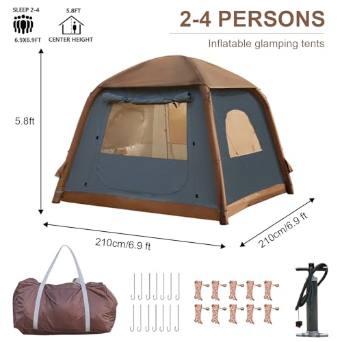 SHANQUAN Inflatable Tent with Pump,4-6 Person Instant Glamping Camping Tents House