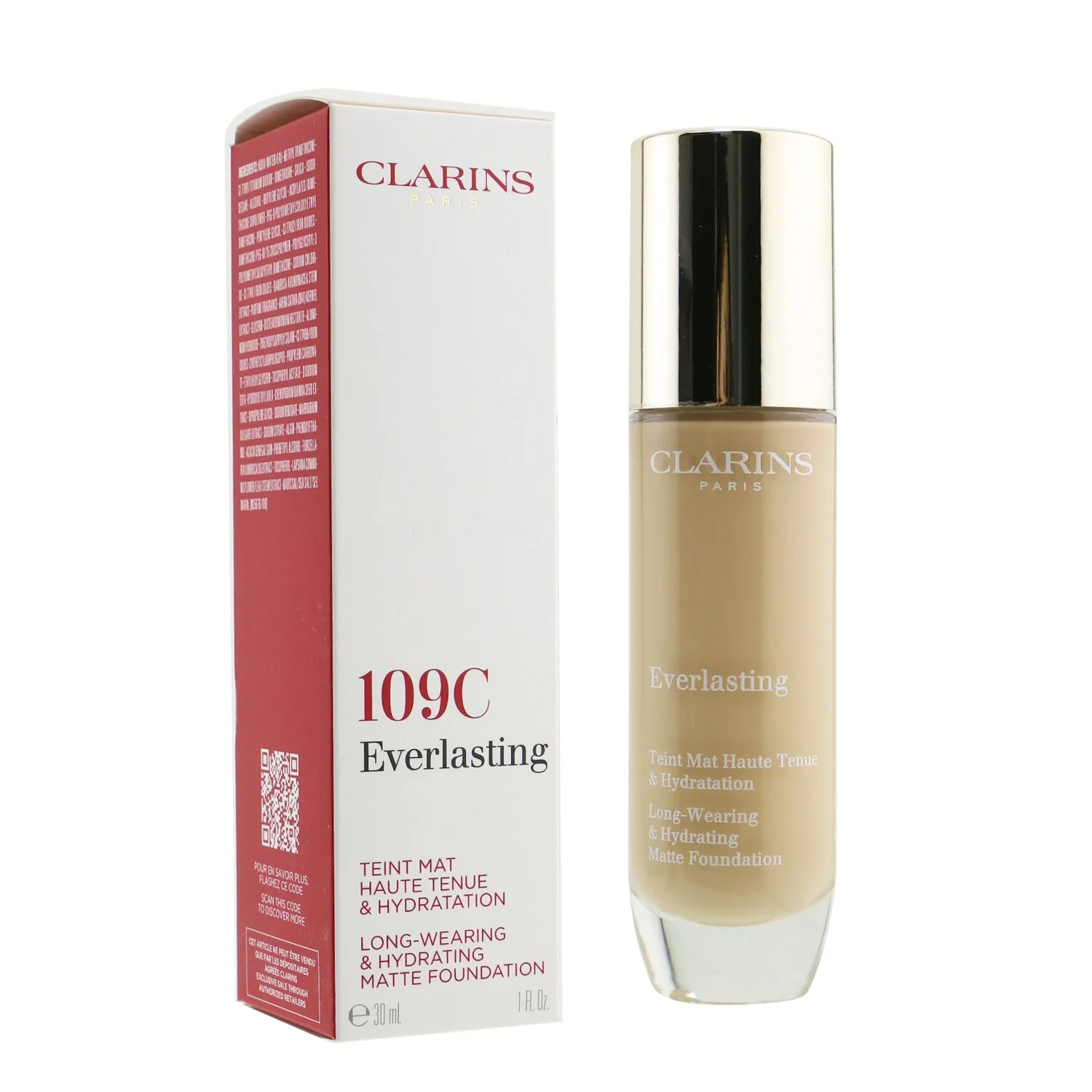 Clarins Everlasting Long Wearing & Hydrating Matte Foundation - # 109C Wheat  30ml/1oz