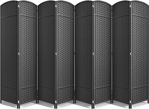 Sorbus 8-Panel Black Room Divider with Double Hinged Panels, 6 ft Tall Folding Privacy Screen