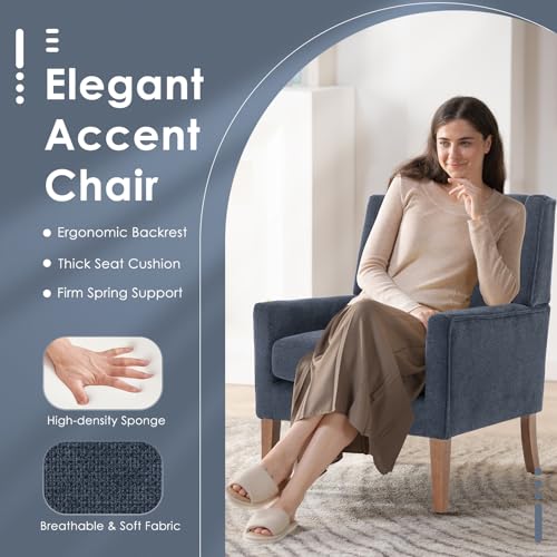 COLAMY Modern Wingback Living Room Chair, Upholstered Fabric Accent Armchair