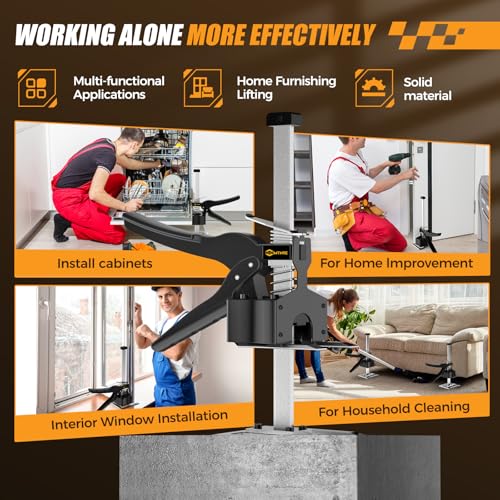 Labor Saving Handle 12 In Lever Arm Lifter Drywall Lift for Wall Tile Locator, Multi-Function Height Adjustment Lifting Device,Door Panel