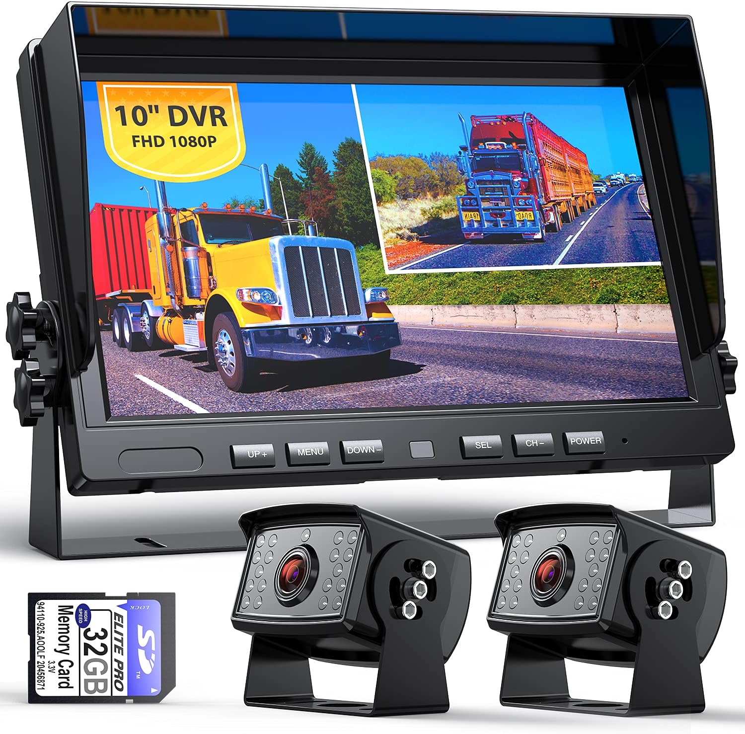 10 Wired 1080P Backup Camera Monitor System Kit