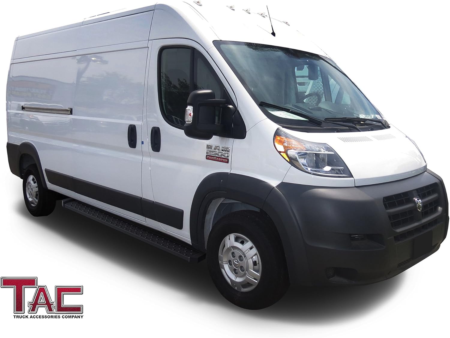 TAC 6.5” Rattler Steel Running Boards Fit 2014-2022 RAM Promaster Van 136”/159” Wheel Base (Full Size) Utility Black Side Step Nerf Bars Side Bars