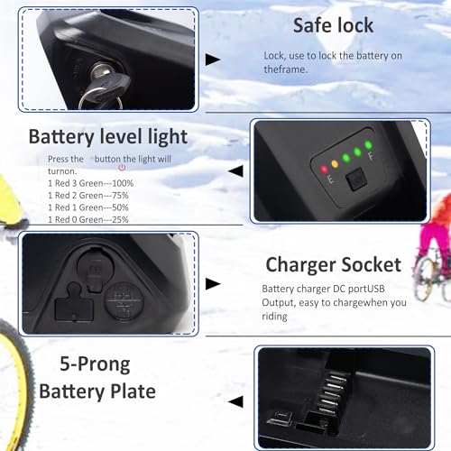 Ebike Battery 52V 20Ah Down Tube Battery for 200-2000W Motor, Electric Bicycle Lithium-Ion Battery, Led Indicator Light, Safe Lock