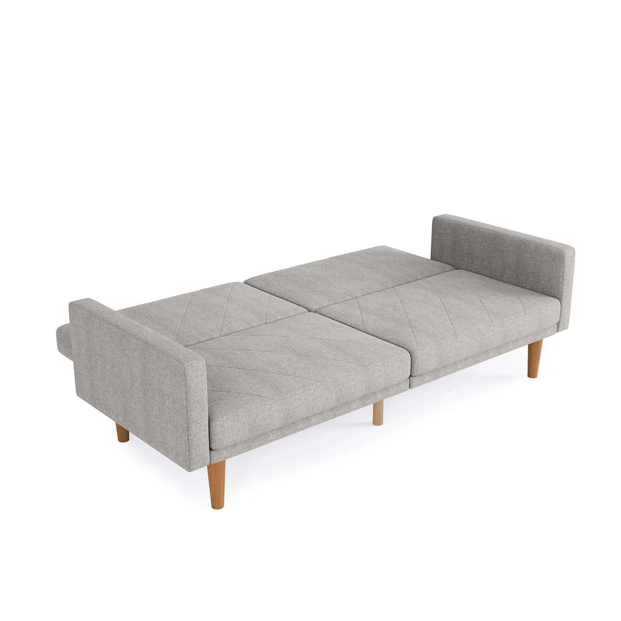 DHP Paxson Futon with USB Port, Convertible Sofa Bed, Light Gray Linen