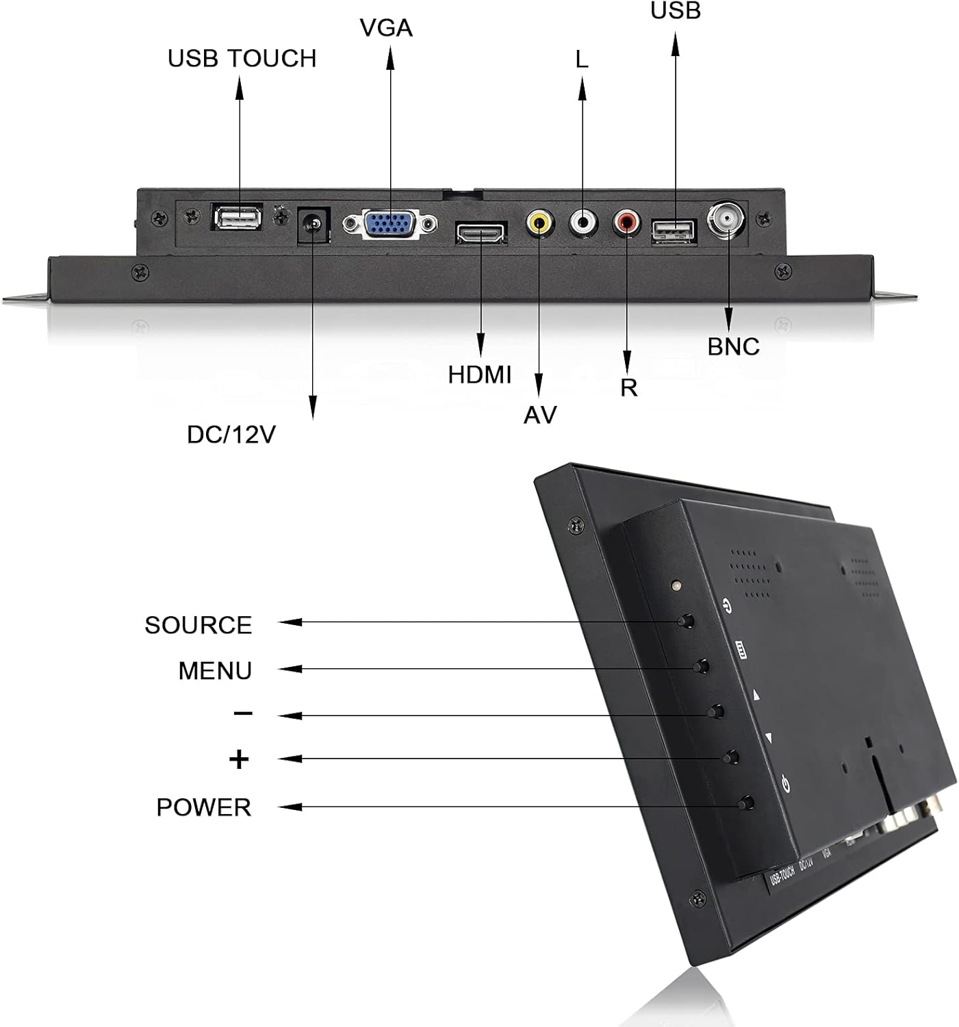 OSCY 12.1 Inch Touchscreen Monitor,1280x800 Small HD LCD Monitor with HDMI/VGA/BNC/AV/USB Input,Built in Speaker