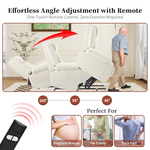 Small Power Lift Recliner for Elderly, Lift Chair Recliners, Electric Recliner Chairs for Seniors, Remote Control, Adjustable, Side Pocket (Navy Blue)