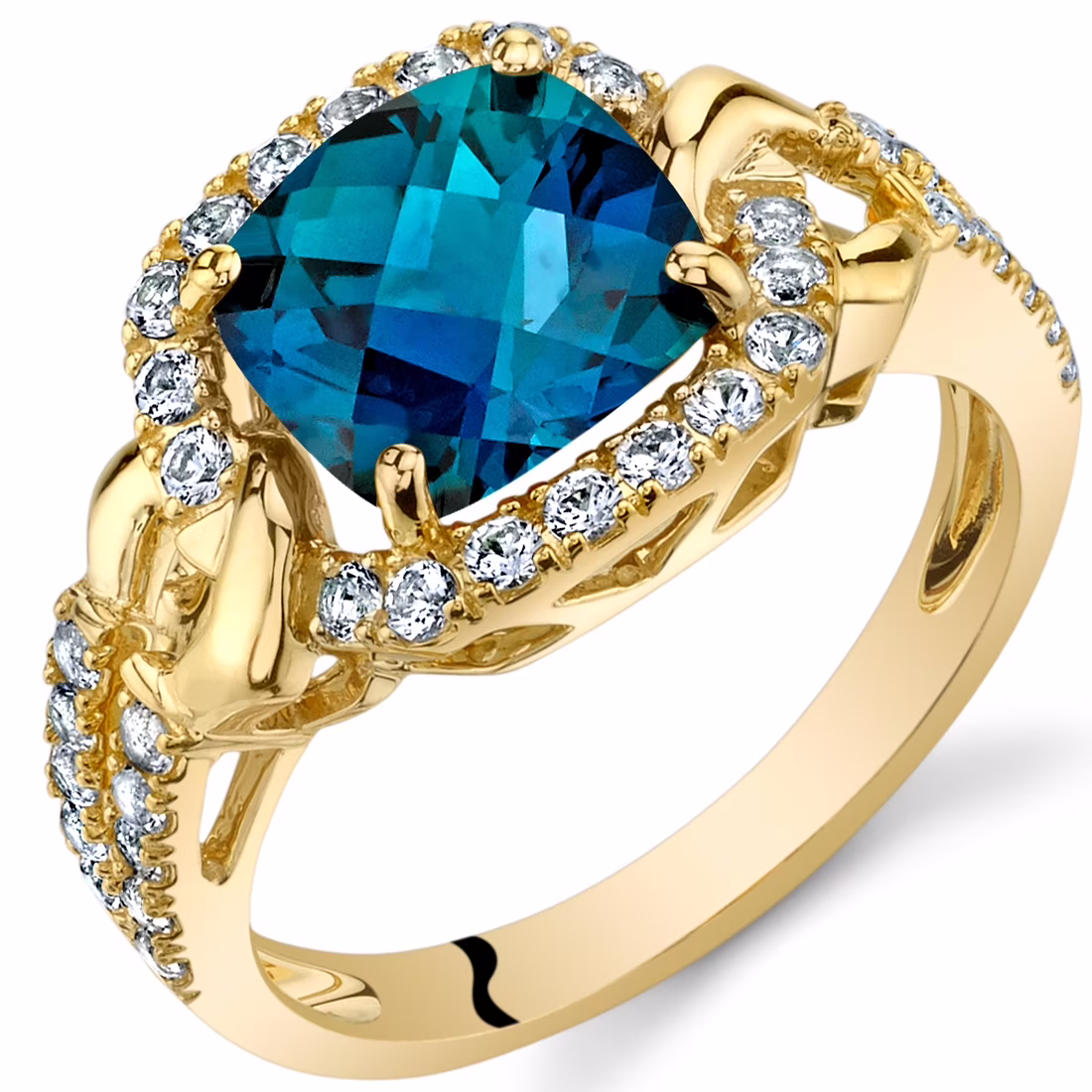 Oravo 2.5 ct Cushion Cut Created Alexandrite Halo Ring in 14K Yellow Gold