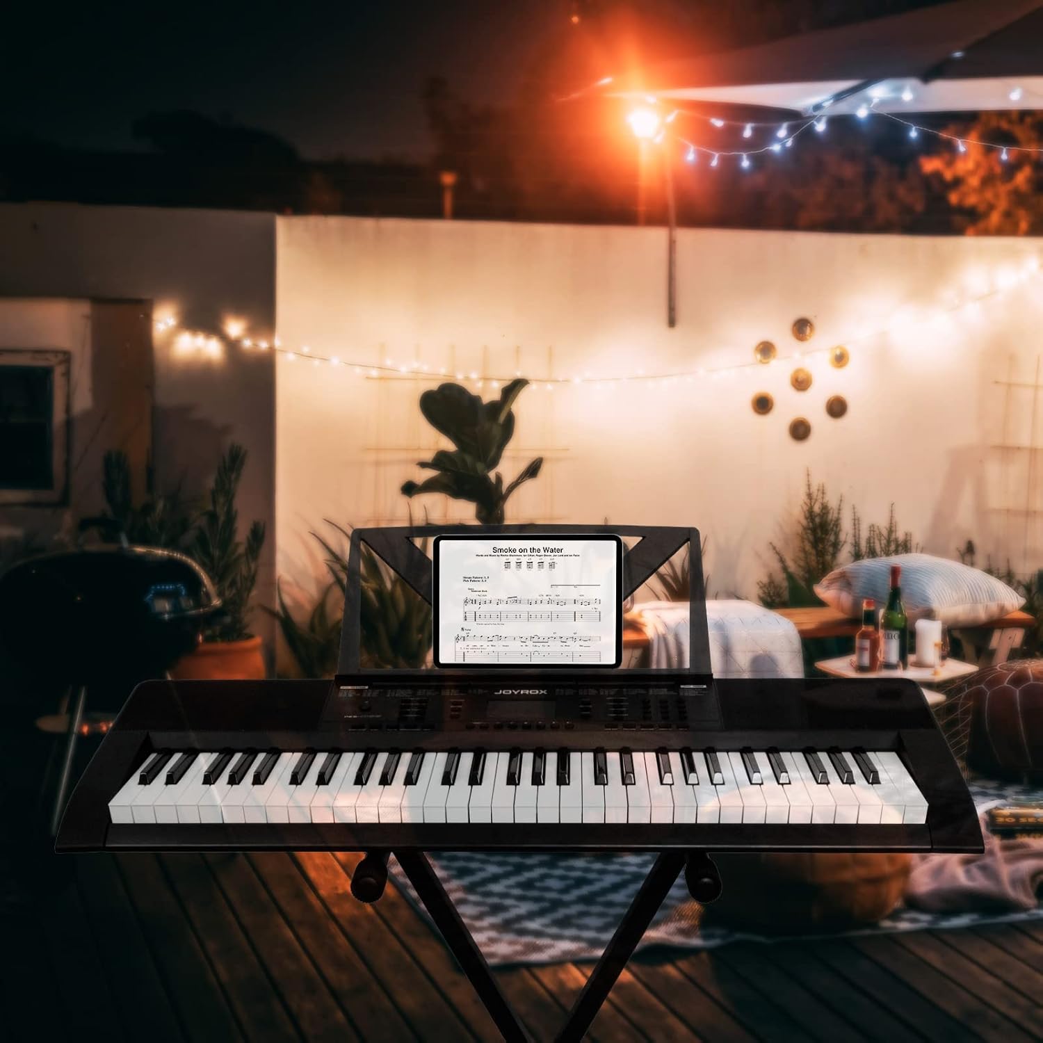 JOYROX K155–61 Key Piano Keyboard with 300 Voices, Keyboard Piano with Keyboard Stand, Bench, Sheet Music Stand, Headphones, Speakers