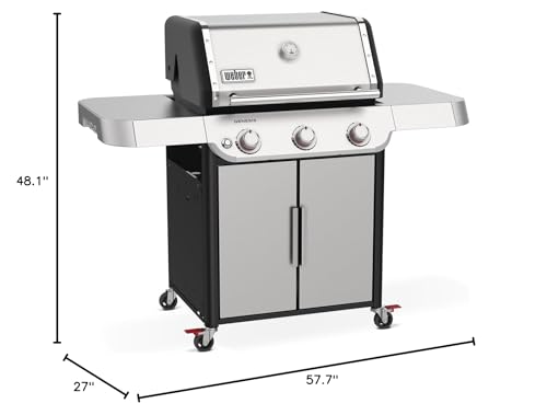 Weber Genesis S-315 Liquid Propane Gas Grill for Outdoor Grilling, 3 Burners, Stainless Steel
