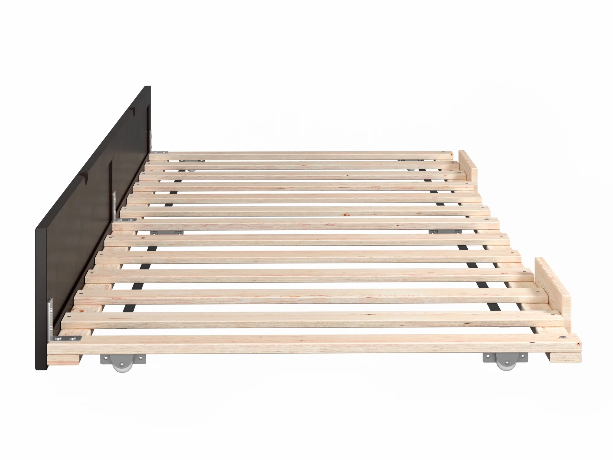 AFI Twin XL Roll Out Wood Trundle Bed Frame with Wooden Slat Supports, Espresso