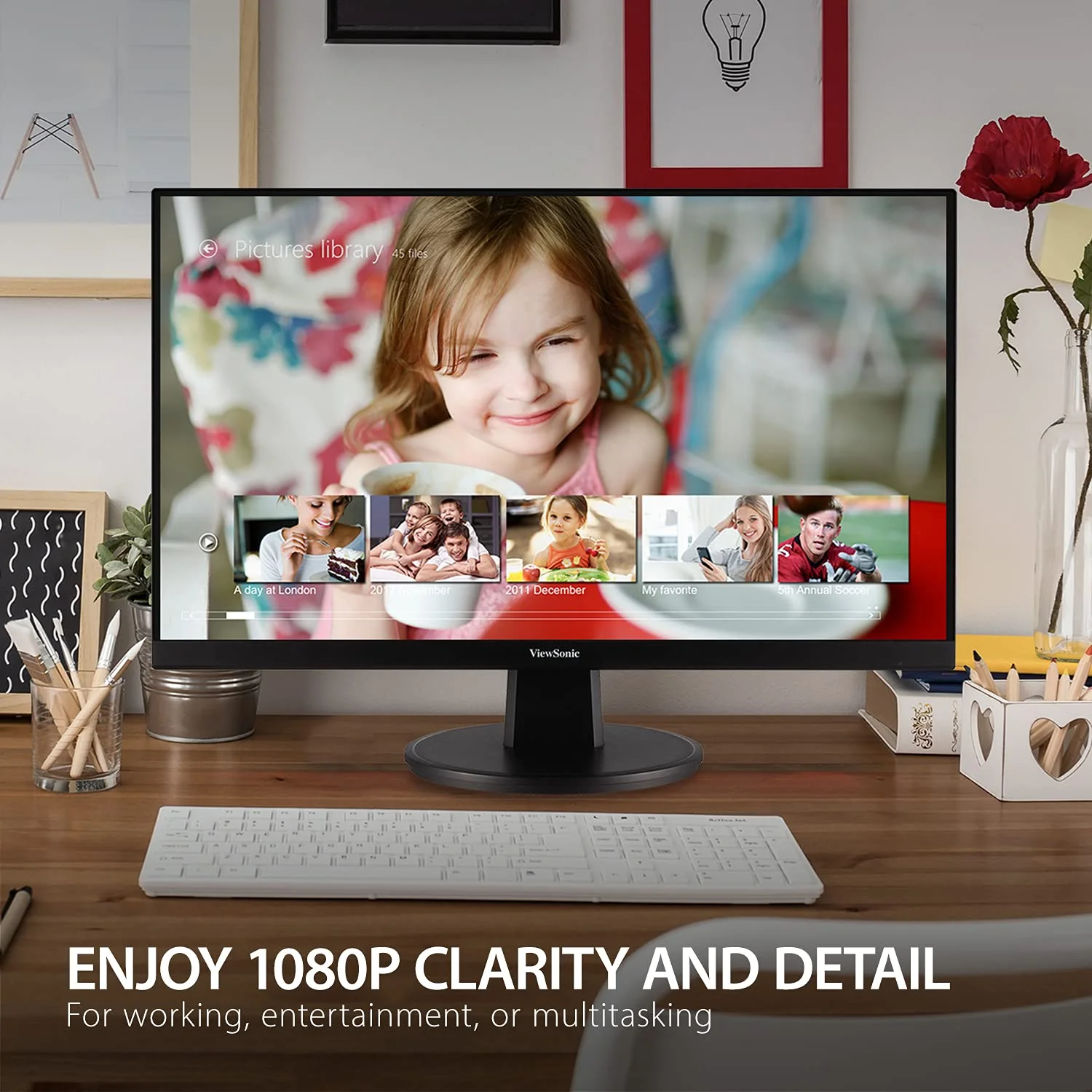ViewSonic VA2747-MH 27 Inch Full HD 1080p Monitor with Ultra-Thin Bezel, AMD FreeSync, 75Hz, Eye Care, and HDMI, VGA Inputs for Home and Office,Black