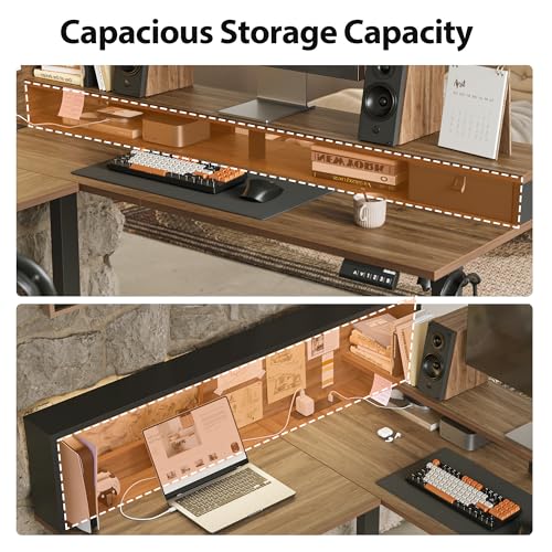 Agilestic L Shaped Electric Standing Desk with 2 Drawers, 63 Inch Ergonomic Adjustable Height Desk with Storage