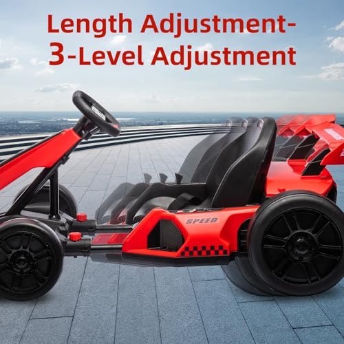 24V Electric Go Kart for Kids，Powerful Drift Kart with 2 * 150W Motors, Adjustable Seat