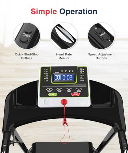 Redliro Walking Treadmill with Long Handrail for Balance, Recovery Fitness Exercise Machine Foldable for Home use with Holder for Phone & Cup