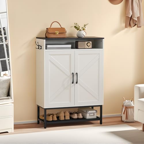 Shoe Storage Cabinet, Farmhouse Shoe Cabinet for Entryway, 6-Tier Shoe Organizer with Doors and Shelves