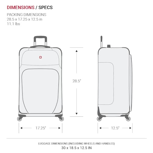 SwissGear Sion Softside Expandable Roller Luggage, Teal, 3 Piece Set (21/25/29)