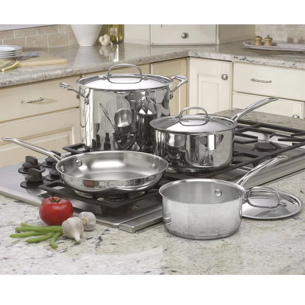 Cuisinart 77-7P1 Chef's Classic 7-Piece Cookware Pot and Pan Set Stainless Steel Bundle with Cuisinart Wall Mounted Oval Cookware Rack Stainless Steel