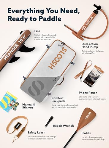 SLOOSH Inflatable Stand Up Paddle Board, 10'6" Inflatable Paddle Boards with Premium Accessories, Non-Slip EVA Deck, Ultra-Light Carry Bag Pump