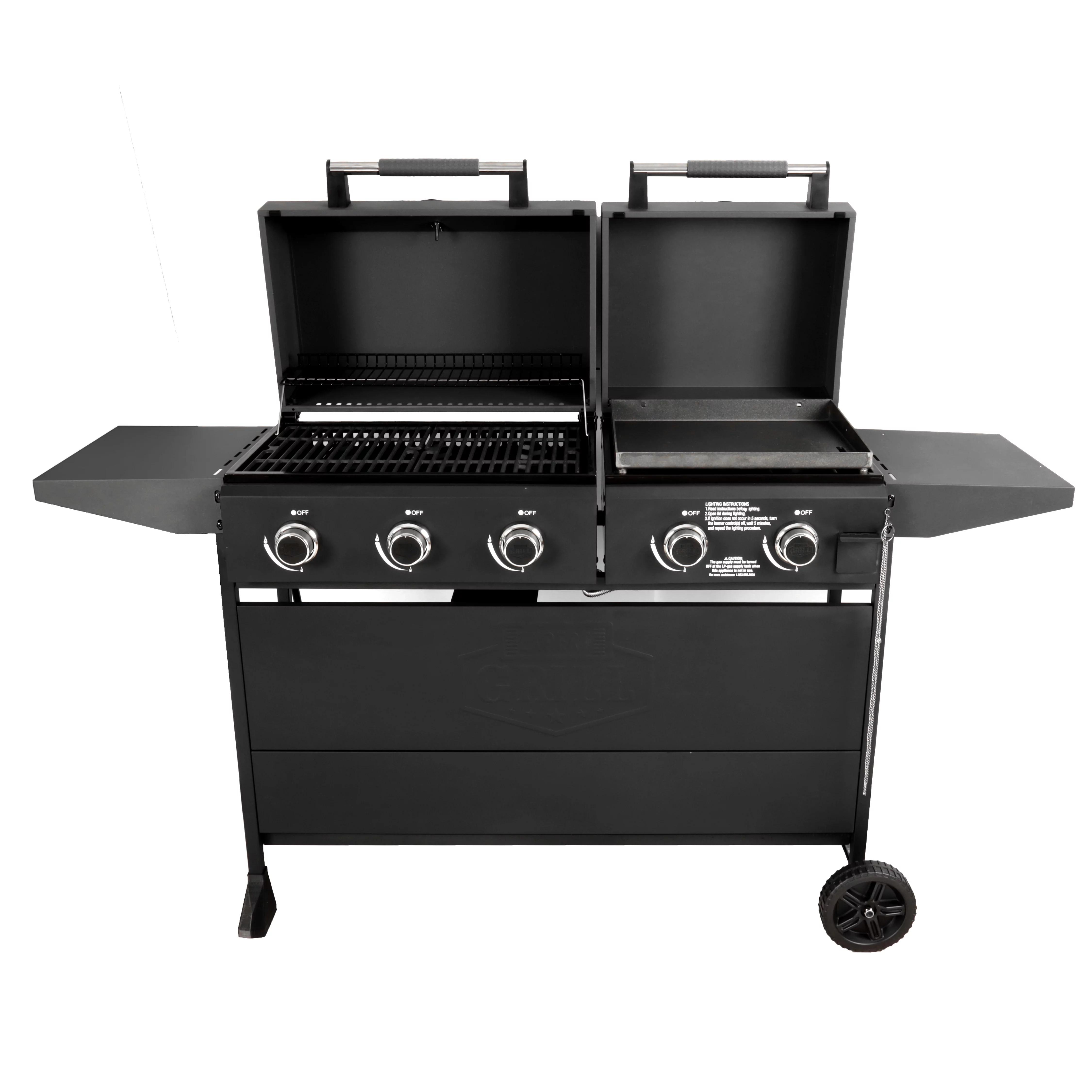 Expert Grill 5 Burner Combination Propane Gas Grill and Propane Griddle Grill, Black - Radiant Selections