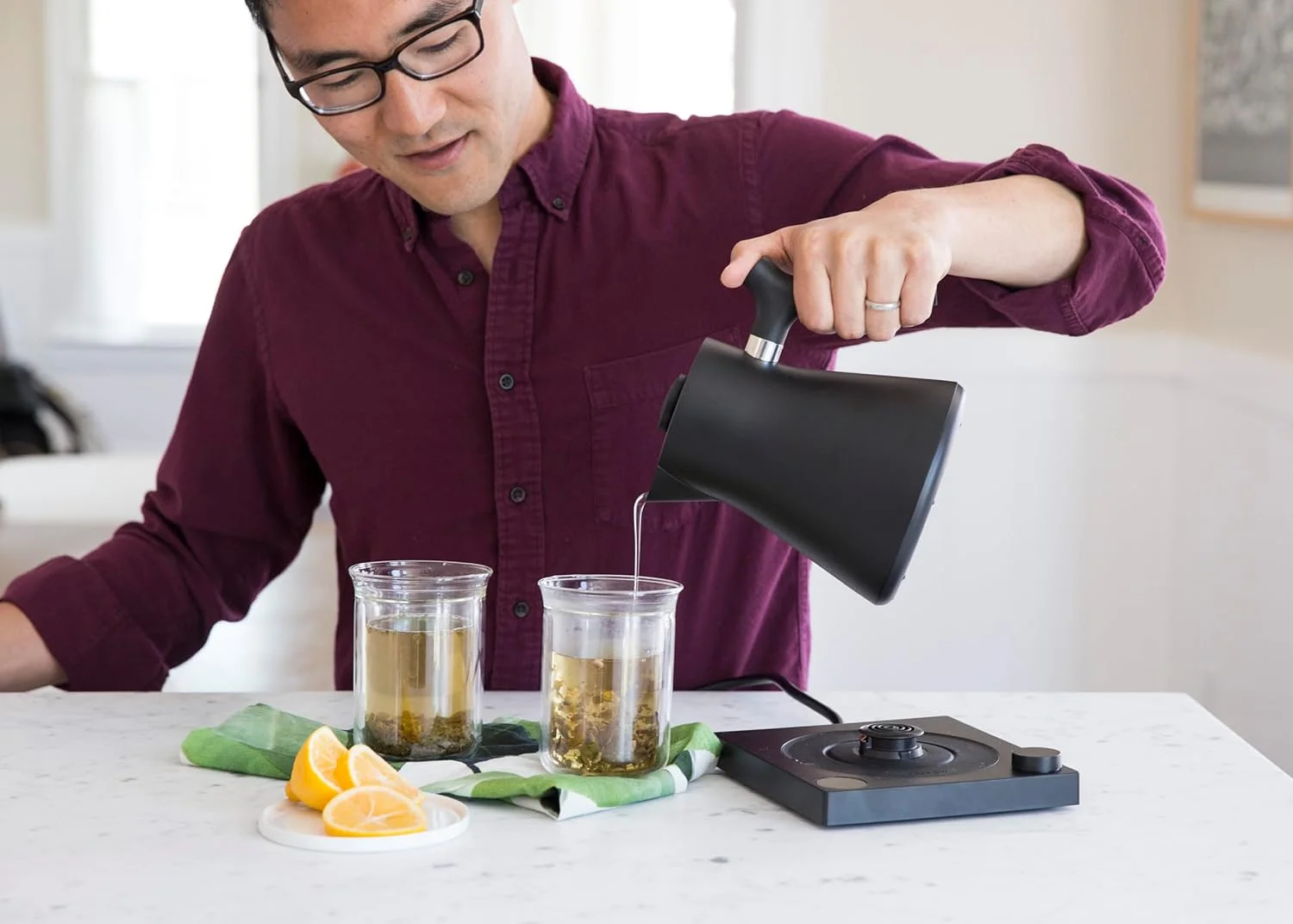 Fellow Corvo EKG Electric Kettle, Black w/ Walnut Accents