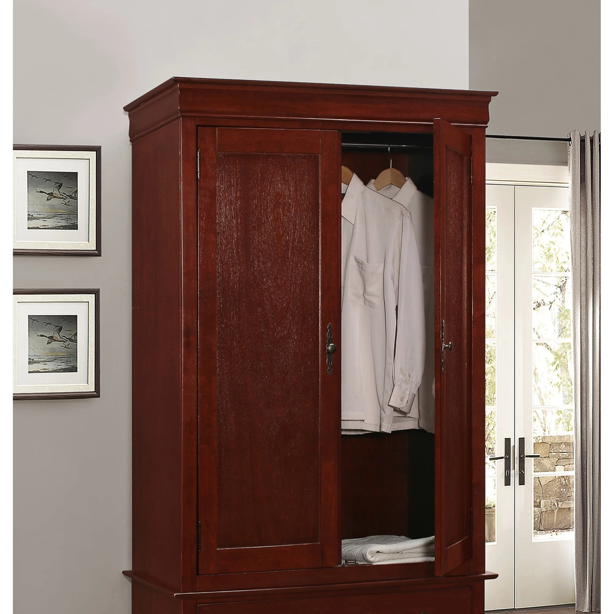 Passion Furniture  Louis Phillipe Armoire, Cherry