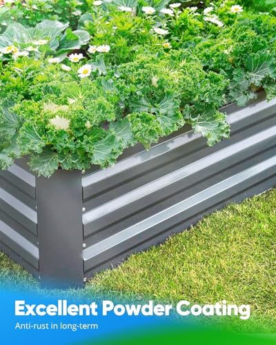 Quictent Galvanized Raised Garden Bed with Crop Cage Plant Protection Net Tent and Shade Cloth Kit Metal Planter Box Bottomless Planting Vegetables