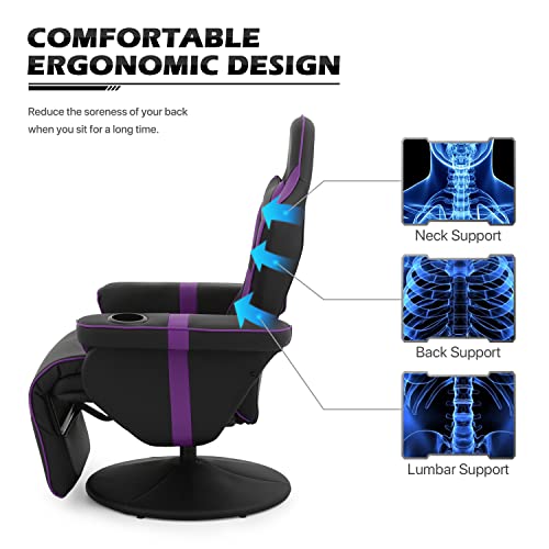 MoNiBloom Video Gaming Chair Racing Style Single Living Room Sofa Recliner with Detachable Headrest