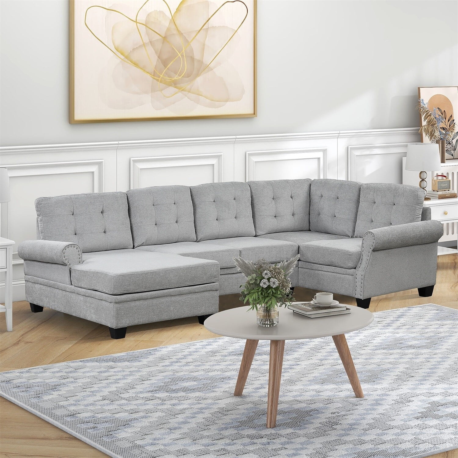 MERAX  120" Modern U-Shaped Corner Sectional Sofa Grey