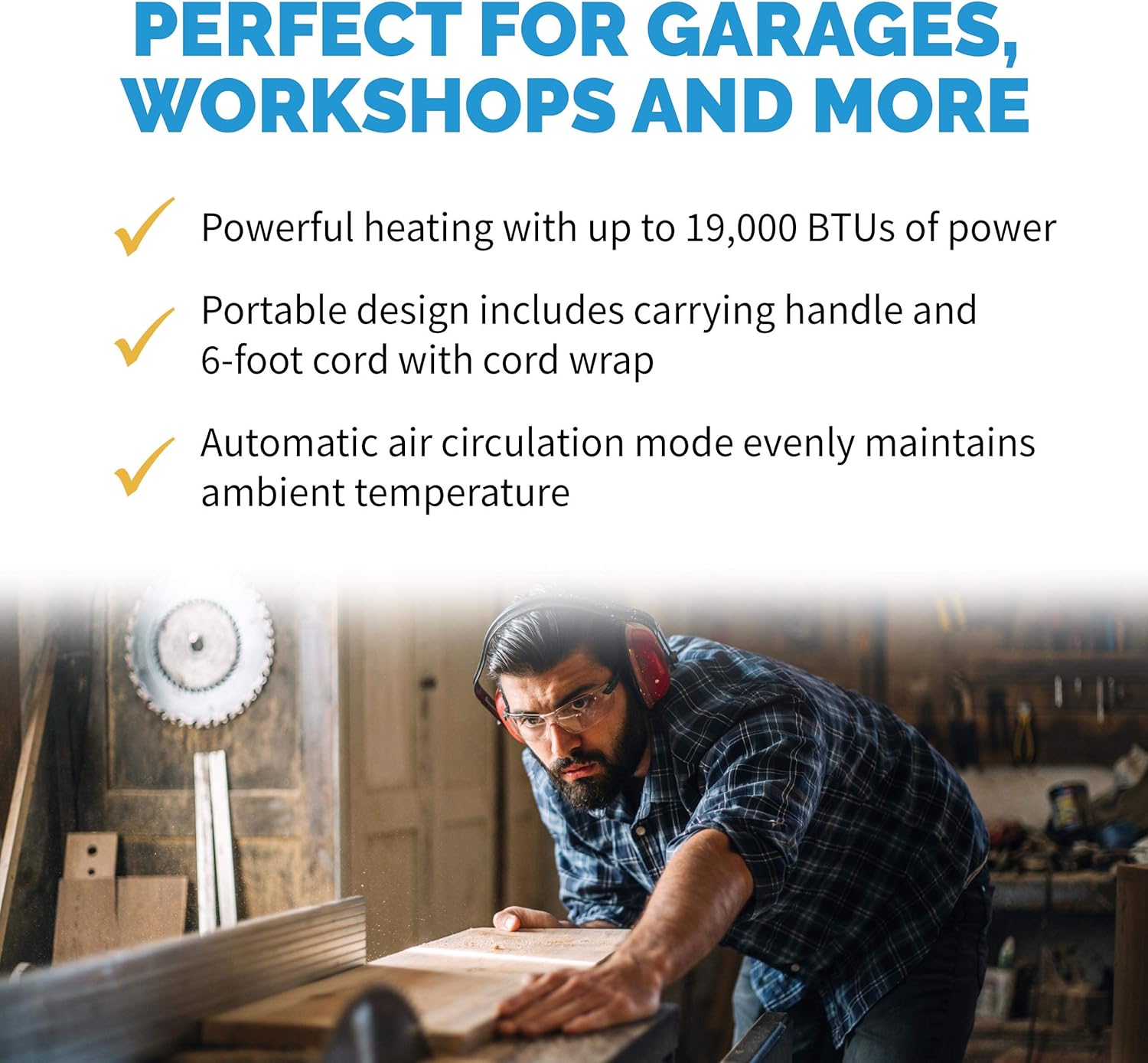 NewAir Portable Heater (240V) Portable Electric Garage Heater Heats Up to 600 sq. ft. with 6-Foot Cord Wrap and Carrying Handle | 5600 Watt Portable