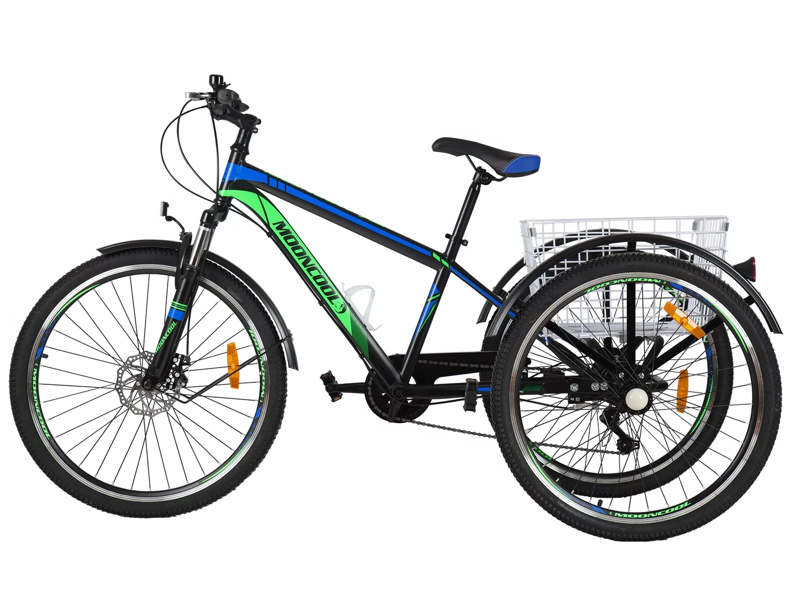 FICISOG Adult Tricycle, 3 Wheeled 7-Speed Mountain Tricycle 24/26/27.5 inch Men's Women's Tricycles Cruiser Bike, Cargo Basket