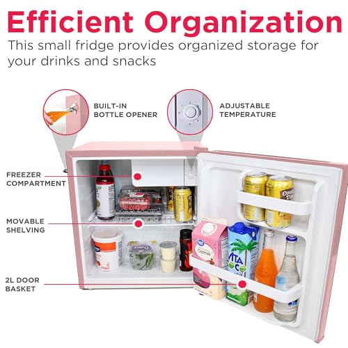 Frigidaire EFR176 Retro Compact Fridge with Chiller Mini Refrigerator with Built-in Bottle Opener for Office, Bedroom, Dorm Room or Cabin