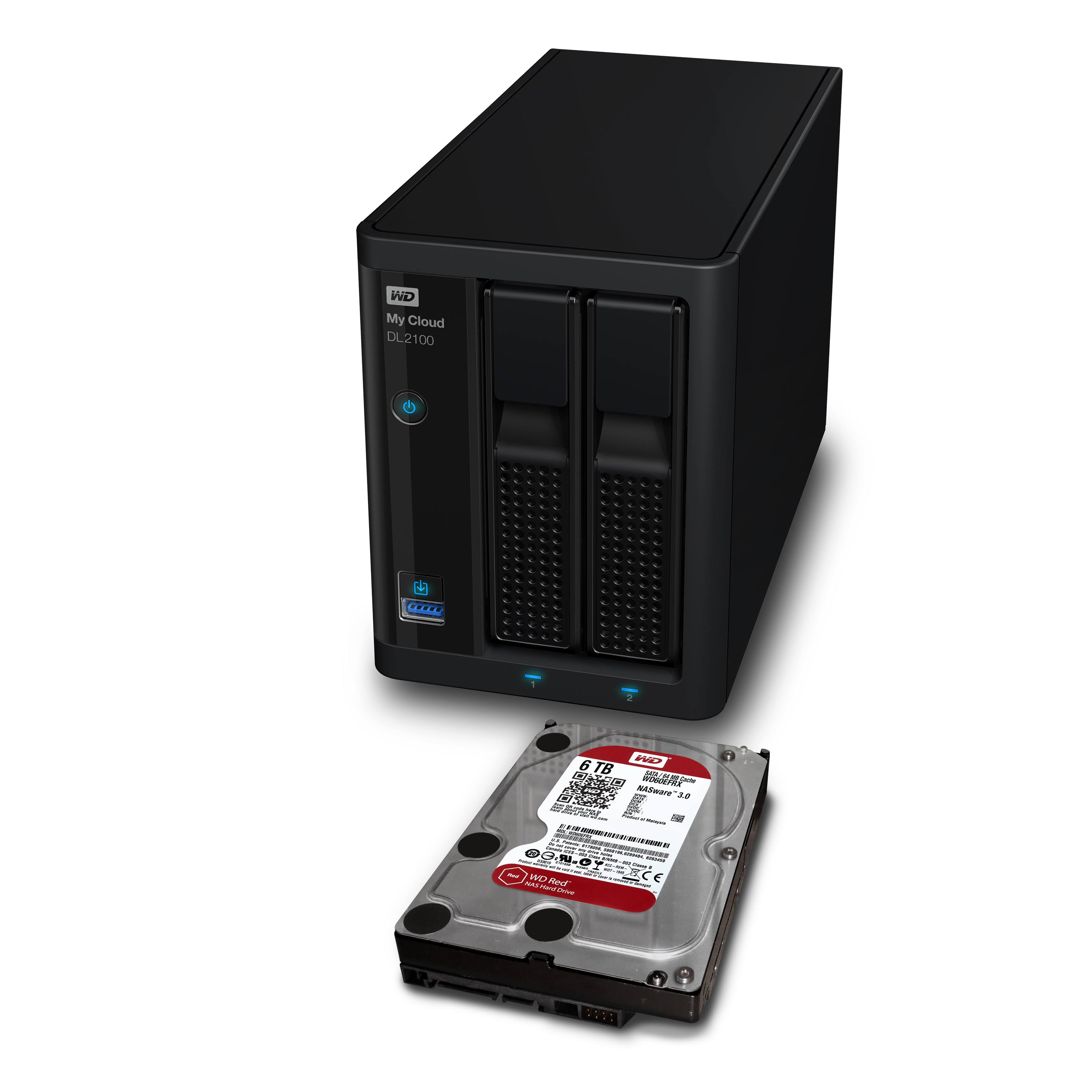 WD My Cloud DL2100 WDBBAZ0120JBK 2-Bay NAS Server - SATA 6Gb/s - 2 x 6 TB