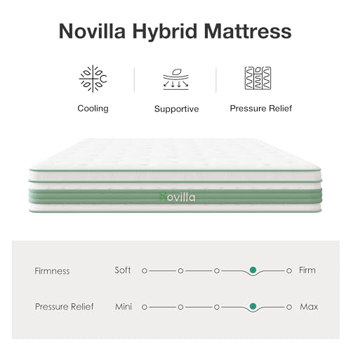 Novilla King Size Mattress 14 Inch, Hybrid Mattress King for Motion Isolation, Gel Memory Foam with Pressure Relief for Cool Night Sleep