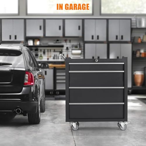 Rolling Tool Chest, 4 Drawers Tool Storage Cabinet, Toolbox with Wheels, Portable Tool Cabinet Organizer with Locking System & Drawer Liners
