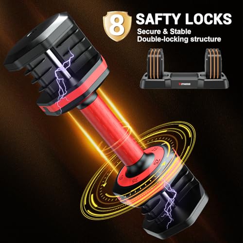 Adjustable Dumbbells Set of 2, 1-Sec Adjustable Weights Dumbbells Set, 5 in 1 Free Dumbbell with Anti-Slip Texture Handle