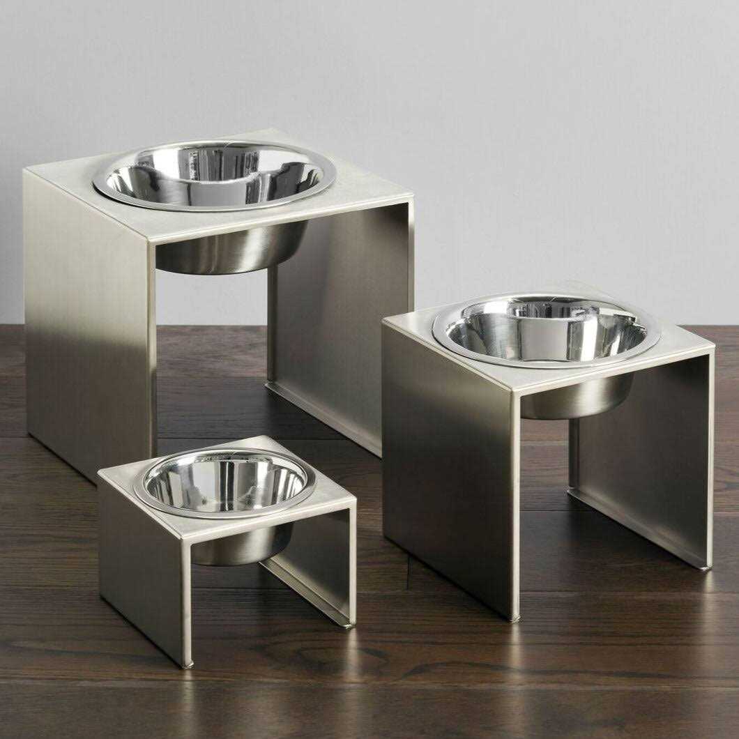 NMN Designs Slate Single Bowl Elevated Diner Tall Raised Dog Feeder Brushed Stainless Small Medium Breeds Pet Feeding - Pet Supplies online store