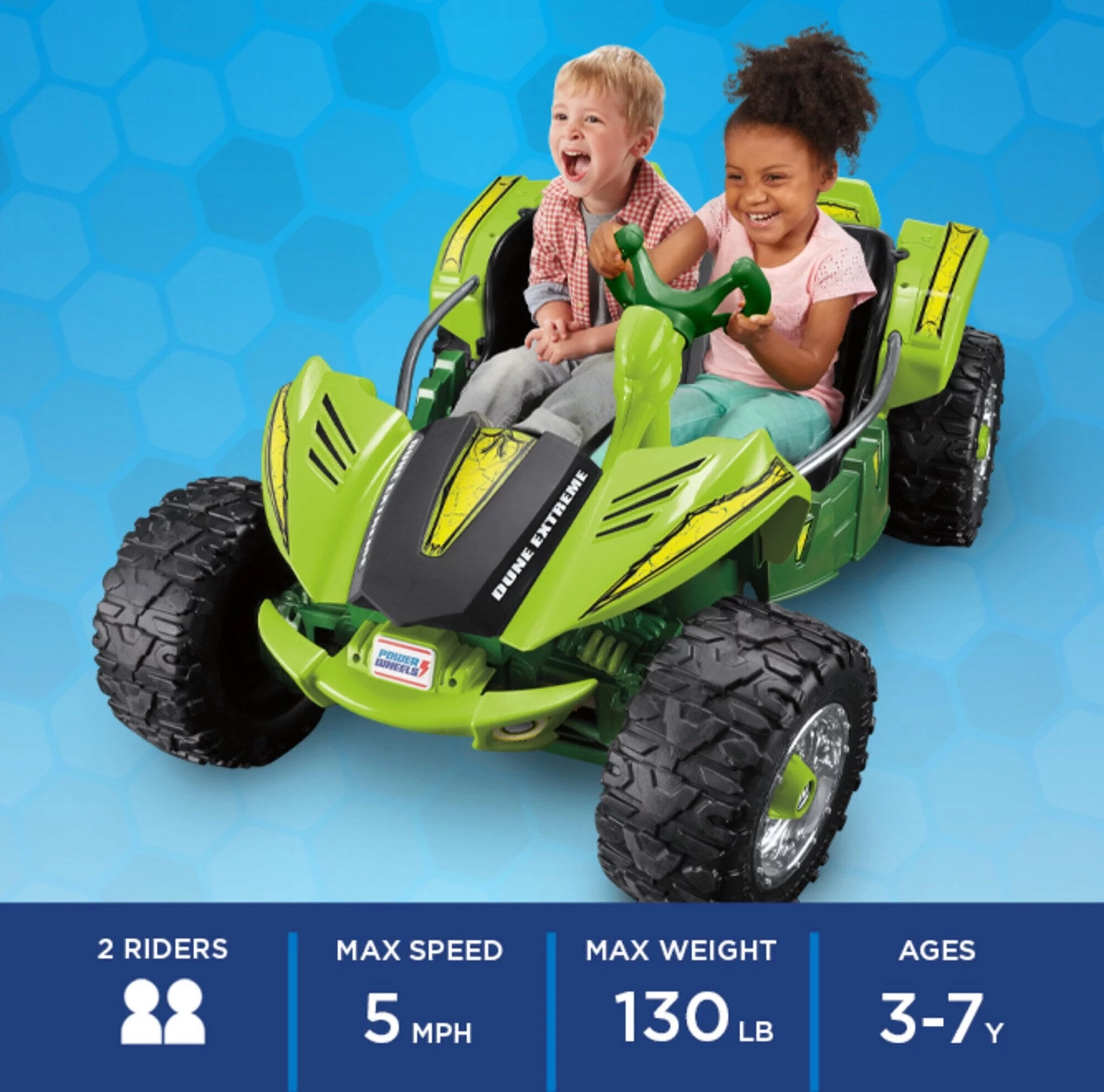 12V Power Wheels Dune Racer Extreme Battery-Powered Ride-On Vehicle with Storage Area, Green