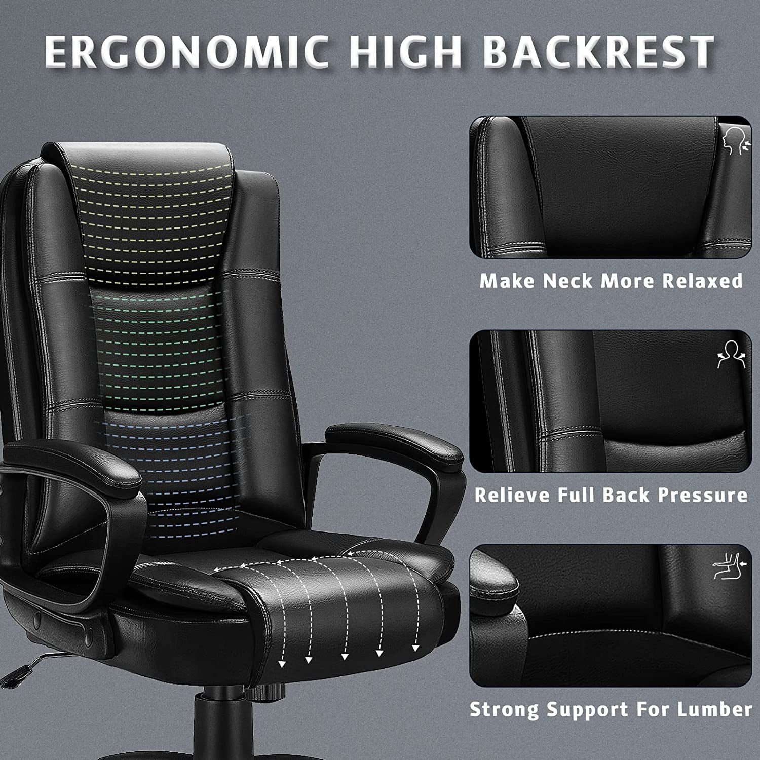 Office Desk Chair, Big and Tall Managerial Executive Chair, High Back Computer Chair