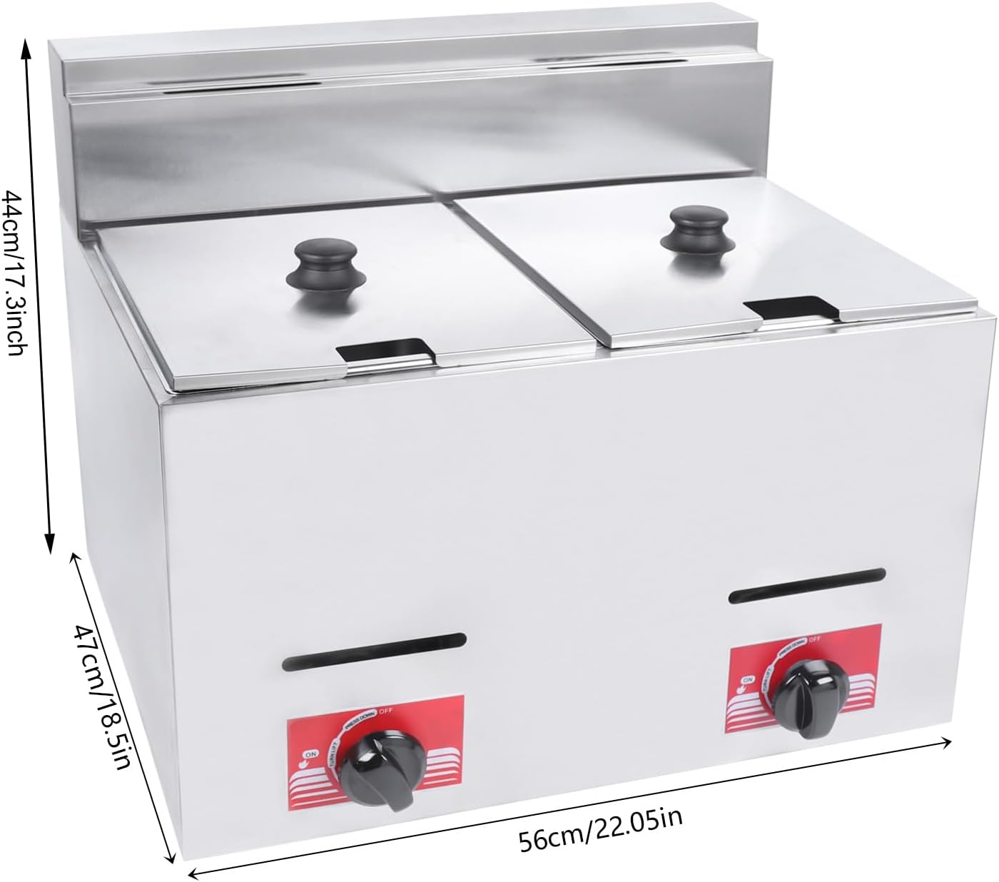 12L Commercial Electric Deep Fryer, Stainless Steel Dual Tank Stainless Steel Deep Fryer with 2 x 5.3QT Removable Baskets & Lid