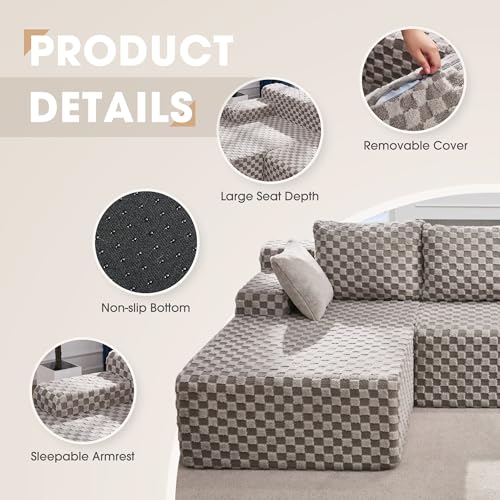 Modular Sectional Sofa Couches L-Shape Couch 3 Seat Modular Sofa Memory Foam Sectional Couches for Living Room