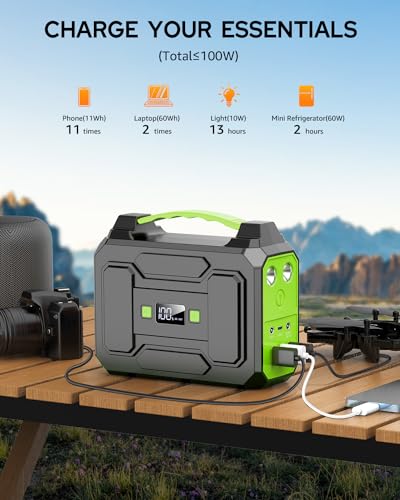 Solar Powered Generator 100W, Portable Solar Generator Power Station with Solar Panels 40W Included