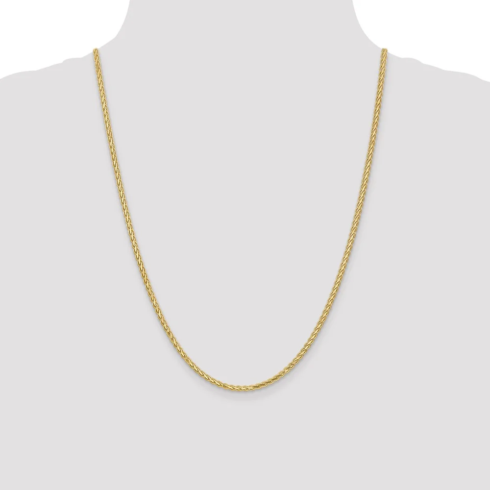 Real 14kt Yellow Gold 3mm Flat Wheat Chain; 24 inch; Lobster Clasp; for Adults and Teens; for Women and Men