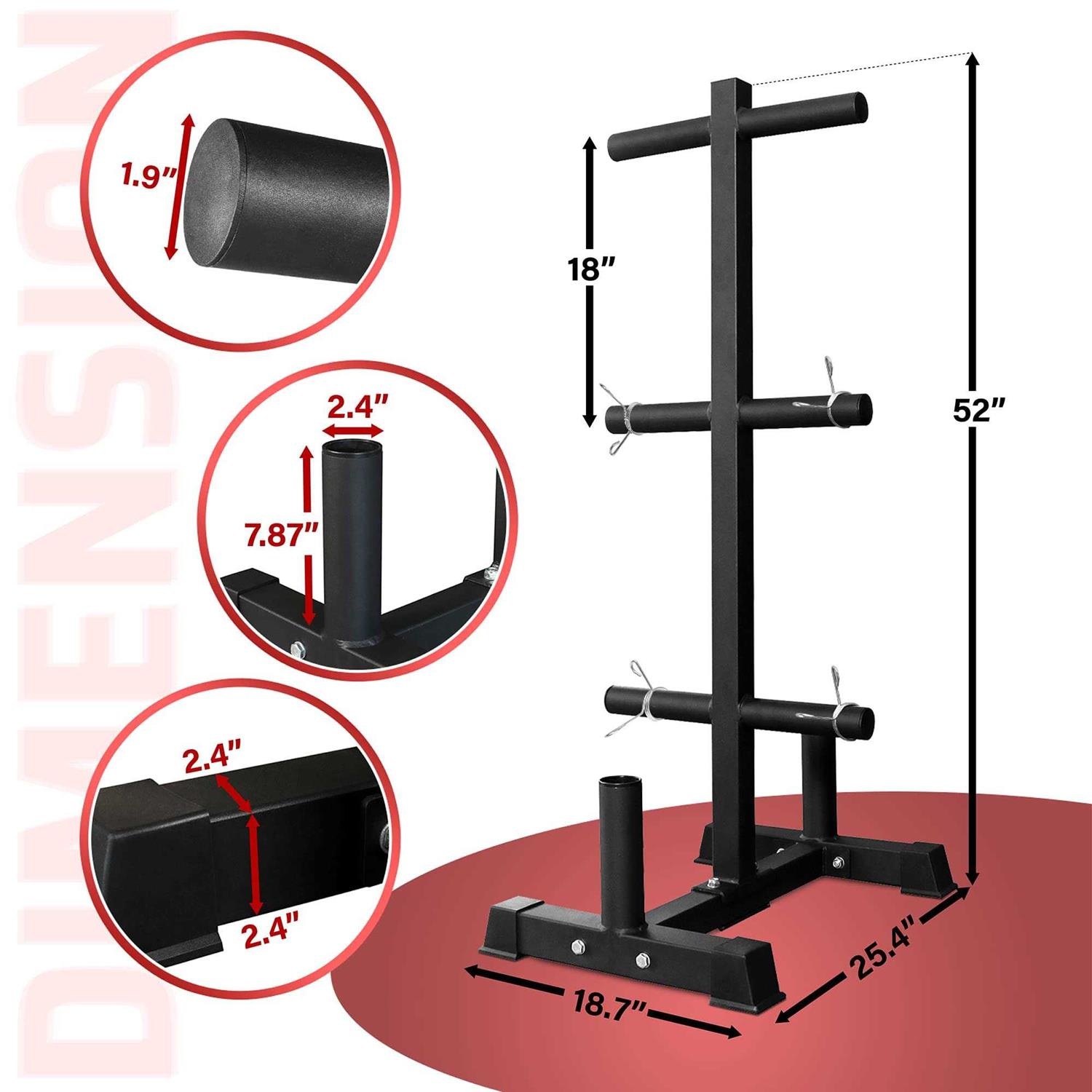 Yes4All Weight Plate Tree Holder &amp; Vertical Barbell Storage Rack For Home Gym - Sports Supplies Online Store